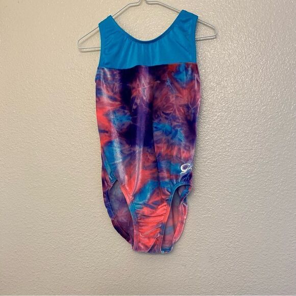 GK elite gymnastics velvet pink blue tie-dye sleeveless AS adult small - Picture 2 of 8